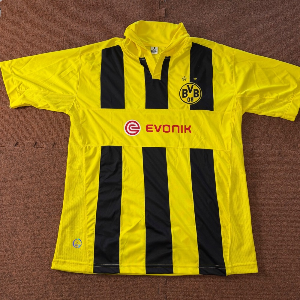 Gool Borussia Dortmund BVB 09 Soccer Jersey Yellow Black Striped Evonik Mens L